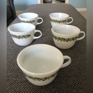 Vintage 1970’s Pyrex Spring Blossom Milk Glass Cups (5)